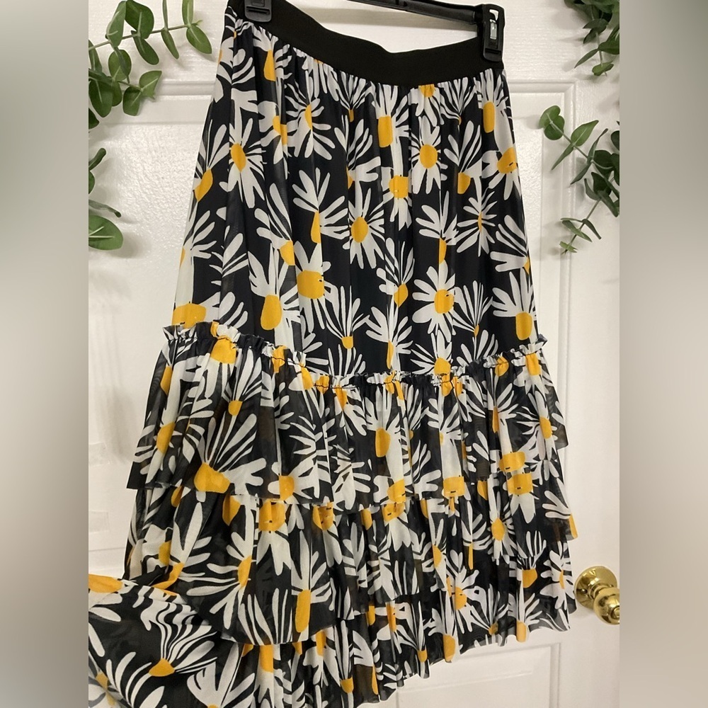 NWT ANTHROPOLOGIE Eva Franco Black and White Daisy Midi Skirt SIZE XSP - Picture 6 of 10